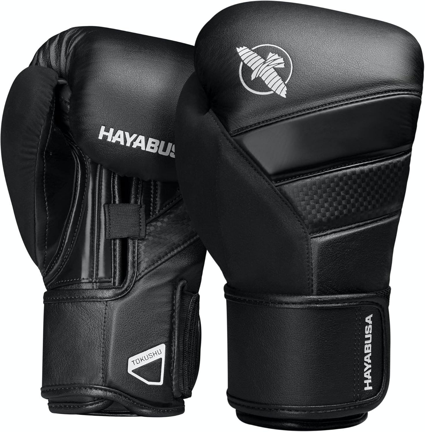 Hayabusa T3 Boxing Gloves for Men and Women Wrist and Knuckle Protection, Dual-X Hook and Loop Closure, Splinted Wrist Support, 5 Layer Foam Knuckle Padding - Black, 18 oz