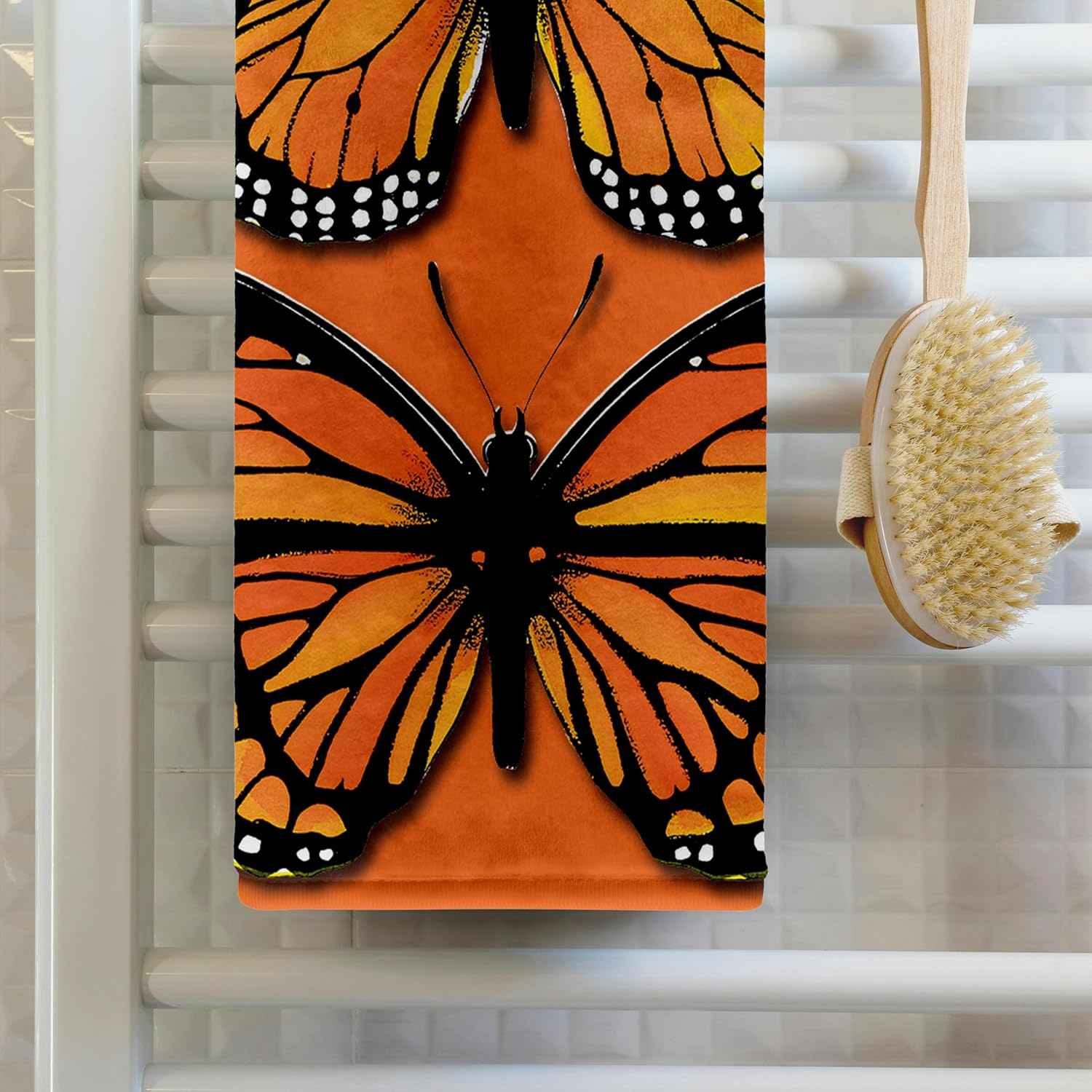Monarch Butterfly Orange Background Cotton Microfiber Washcloth