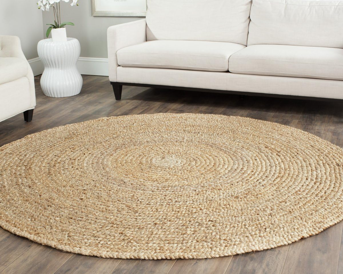 SAFAVIEH Natural Fiber Tangier Solid Braided Fringe Jute Area Rug, Natural, 9' x 12'