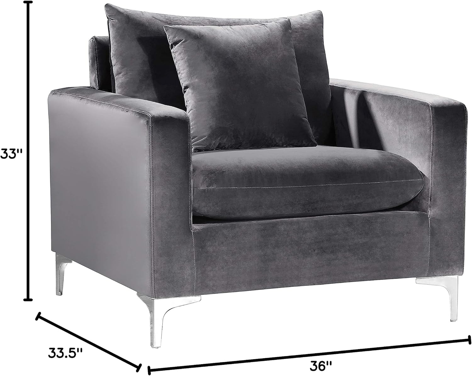 Meridian Furniture Naomi Velvet Accent Chair in Gray