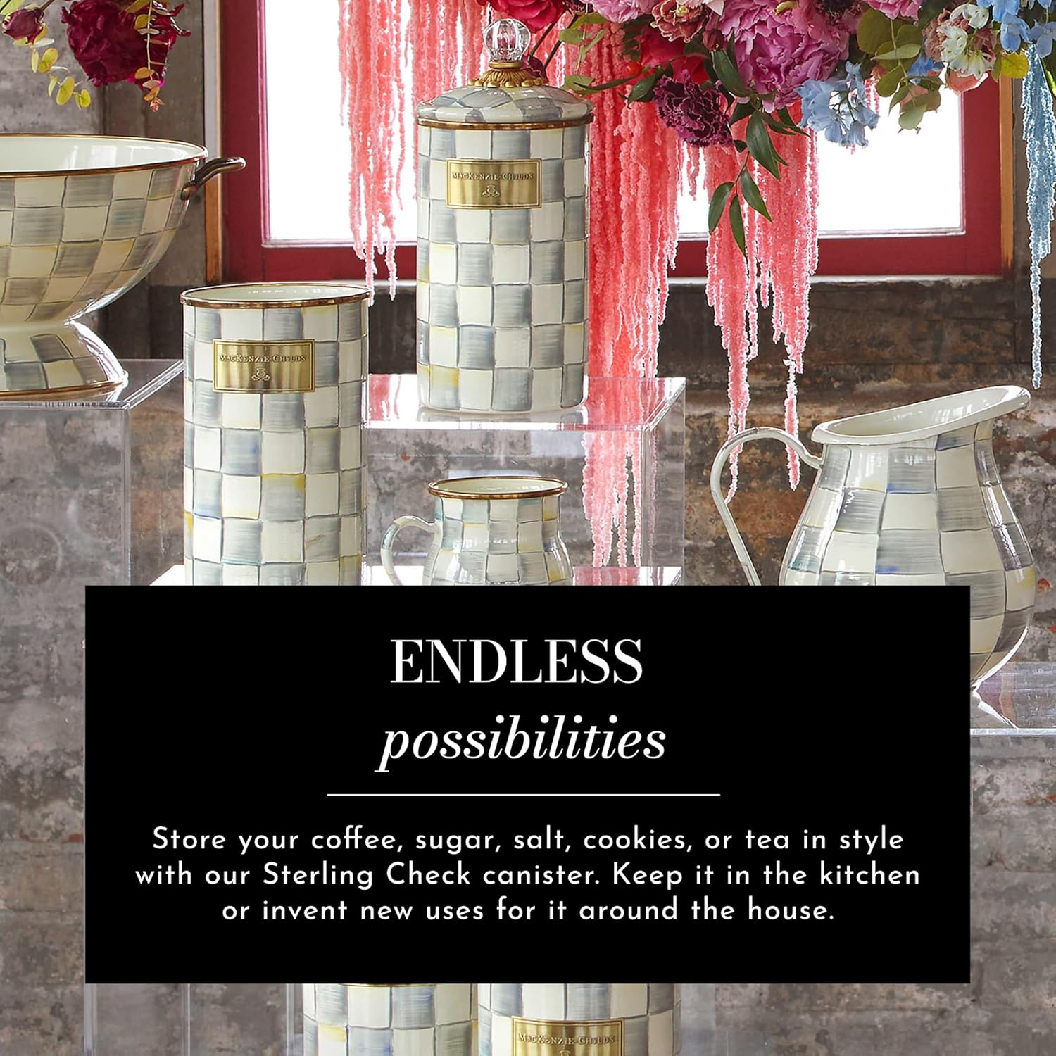 Sterling Check Elegance Clear Glass Canister Set
