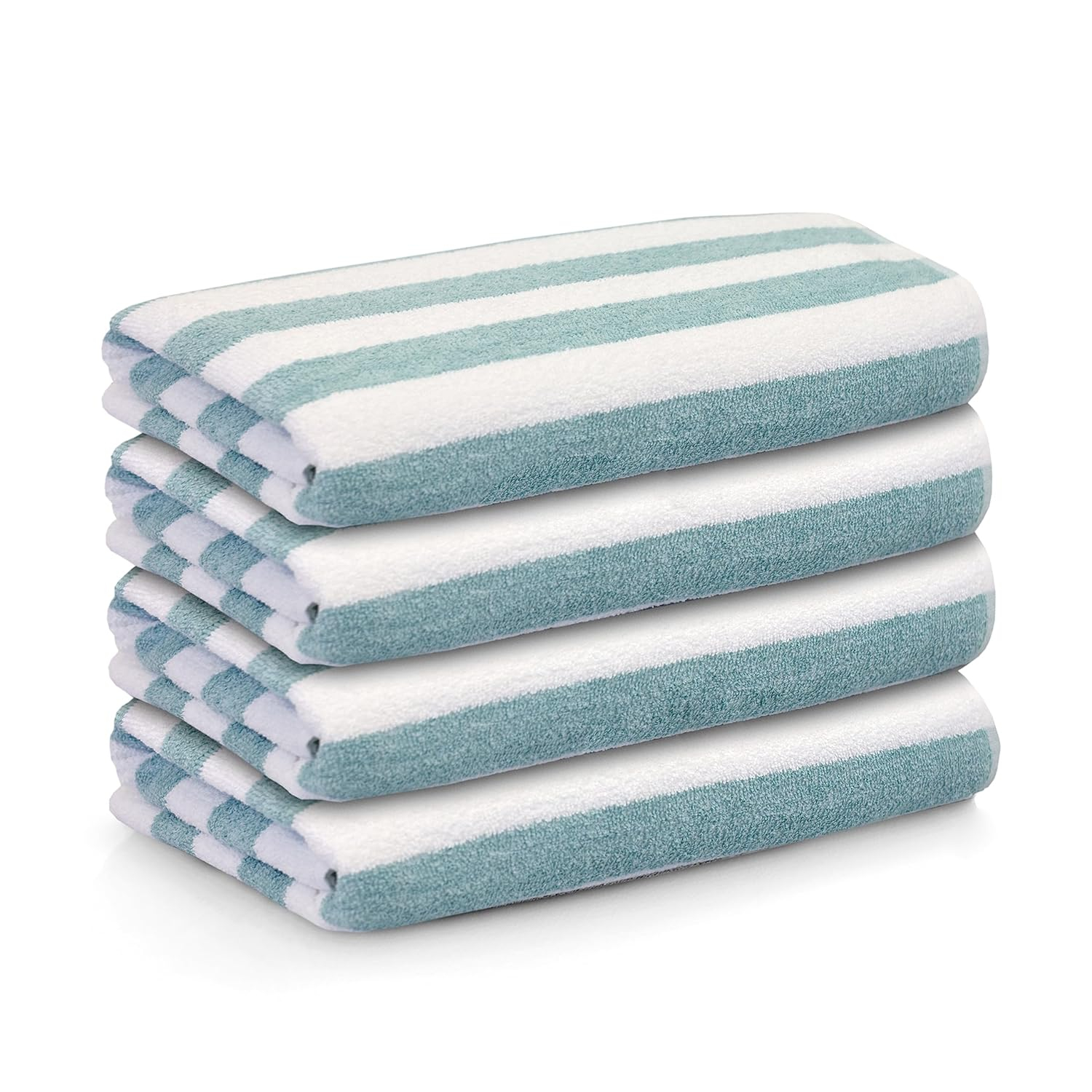 Fibertone 4-Piece Cabana Beach Towel Set, Seafoam (70x30)