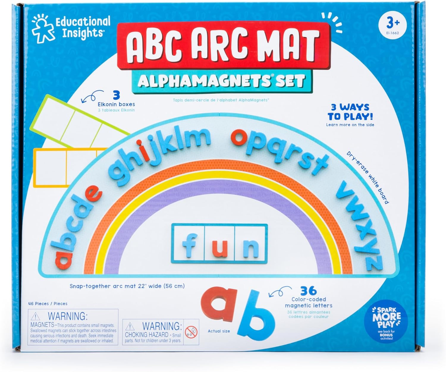 Educational Insights ABC Arc Mat Alphamagnets Set, 46 Pieces, Preschool Alphabet Learning Toys, Ages 3 and up