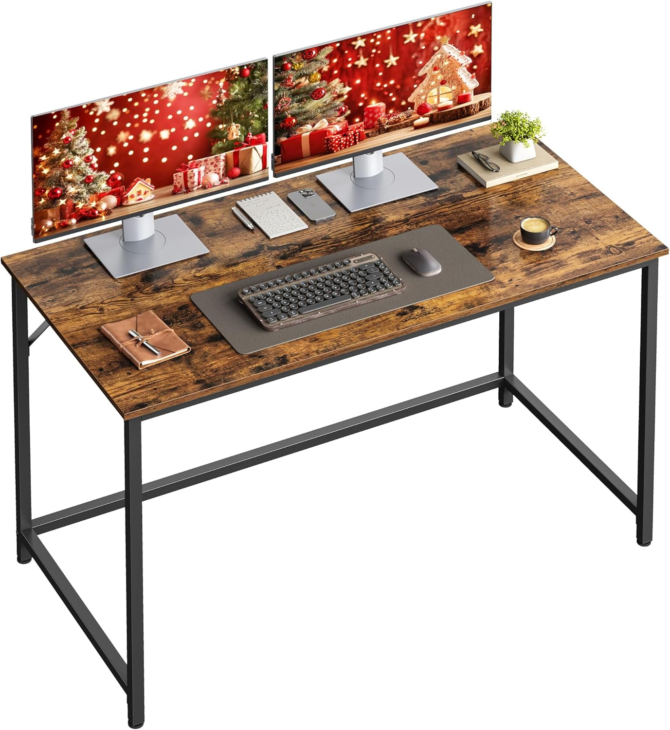 VASAGLE Computer Desk, Gaming Desk, Home Office Desk, for Small Spaces, 23.6 x 47.2 x 29.9 Inches, Industrial Style, Metal Frame, Rustic Brown and Black ULWD039B01
