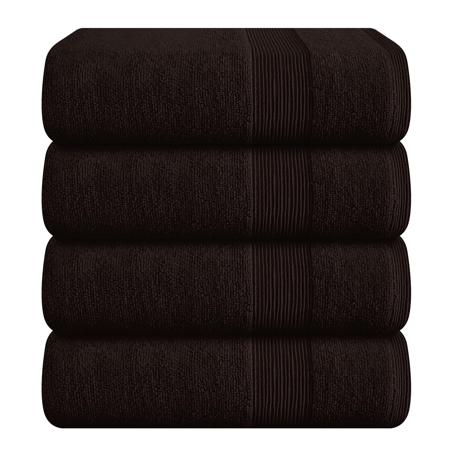 BELIZZI HOME 4 Pack Bath Towel Set 27x54, 100% Ring Spun Cotton, Ultra Soft Highly Absorbent Machine Washable Hotel Spa Quality Bath Towels for Bathroom, 4 Bath Towels Chocolate Brown