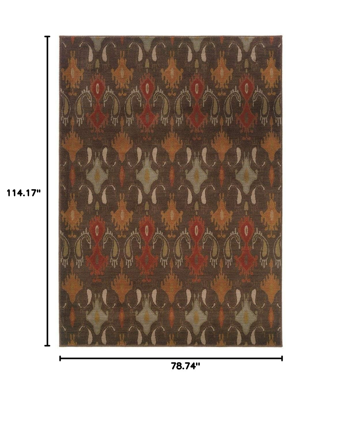 Oriental Weavers 4447A Casablanca Area Rug, 6-Feet 7-Inch by 9-Feet 6-Inch, Brown/Orange