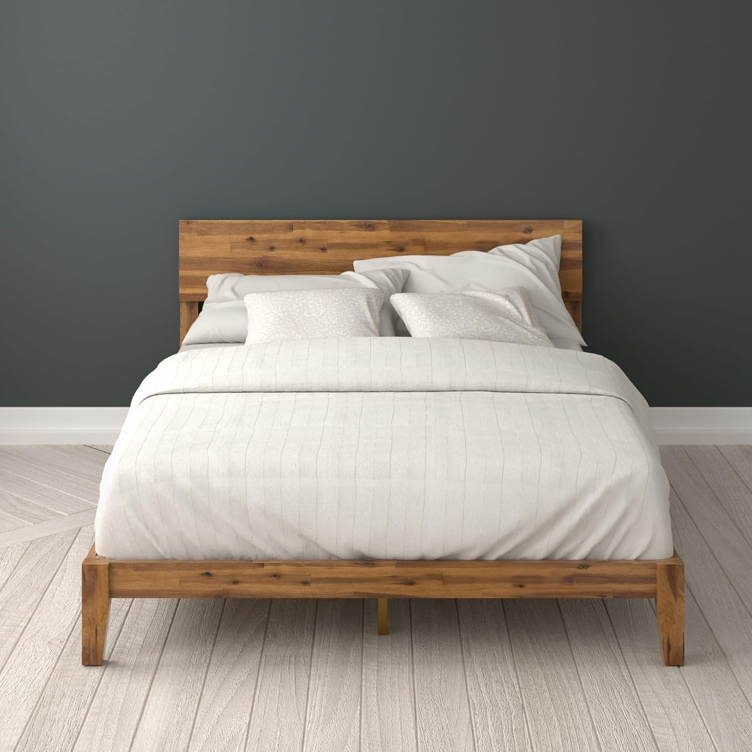 ZINUS Julia Wood Platform Bed Frame, Solid Wood Foundation with Wood Slat Support, No Box Spring Needed, Easy Assembly, Queen