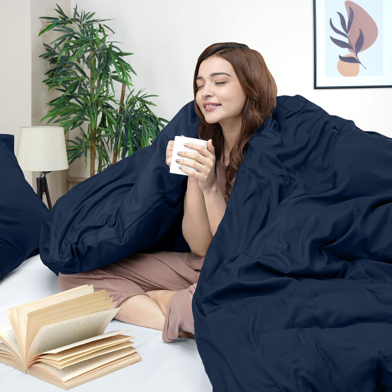 Utopia Bedding Duvet Cover Queen Size - 3 Piece with Zipper Closure - 1 Comforter Cover 90X90 Inches & 2 Pillow Shams 20X26 Inches (Navy) Comforter Not Included