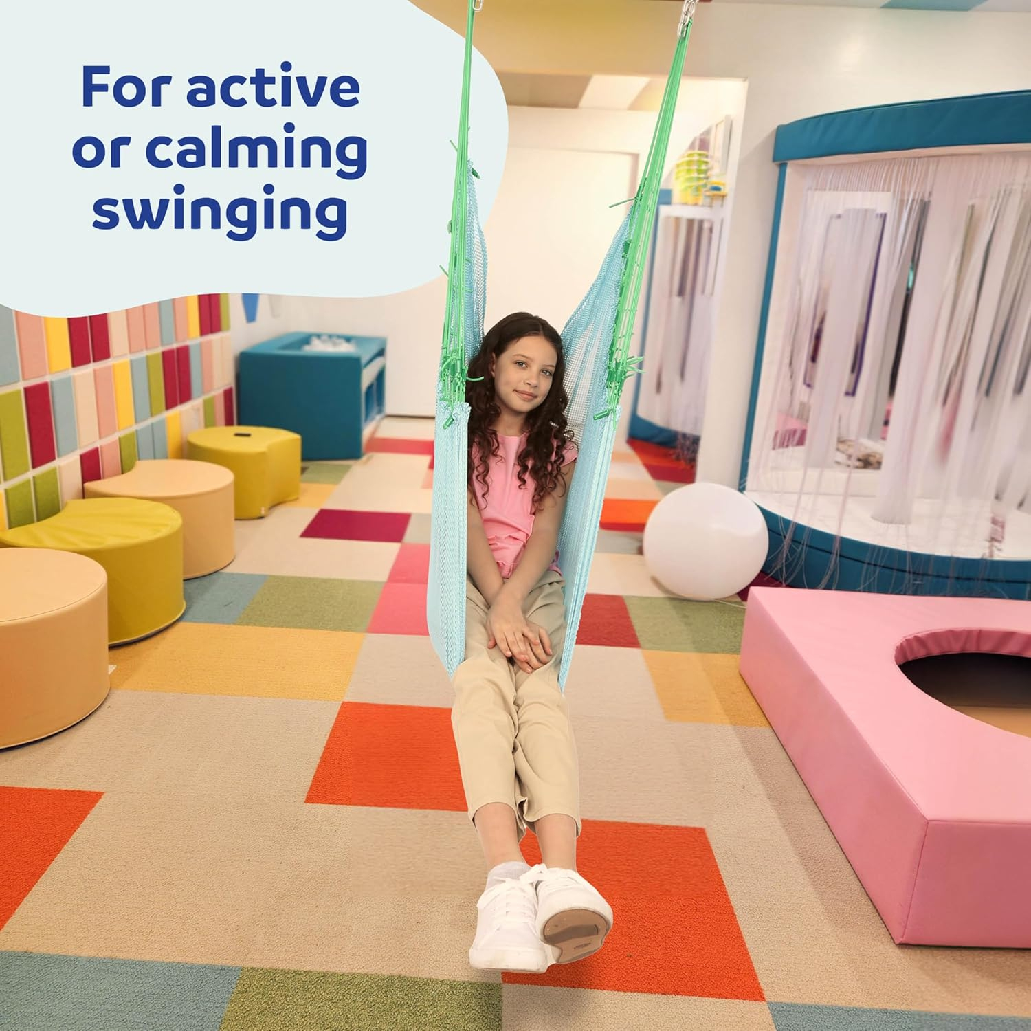 Fun and Function Mesh Therapy Swing - Sensory Swing for Kids with Special Needs - Ceiling Mount, Lightweight, Indoor Sensory Hammock - for Adults and Children Age 3+
