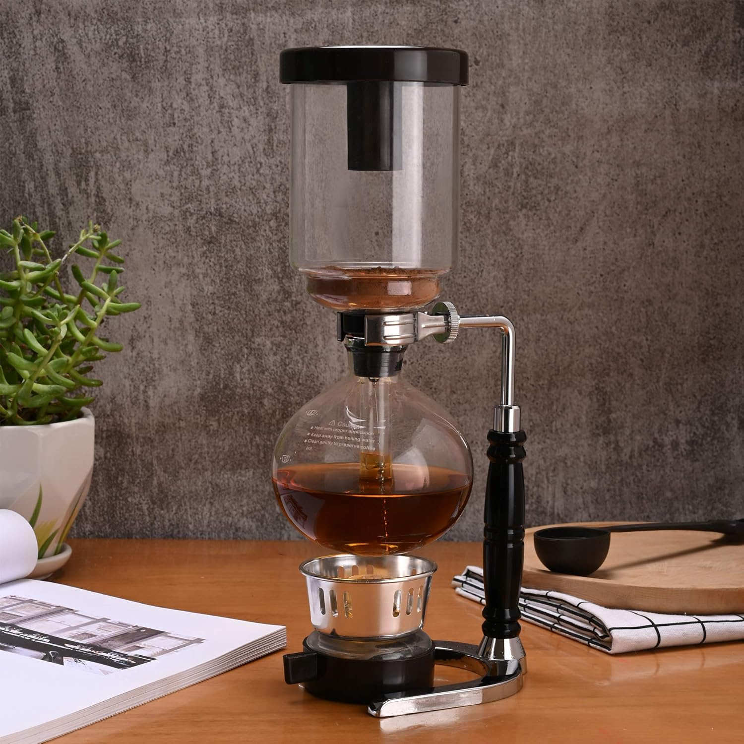 LUEUR Siphon Coffee Maker, Vacuum Coffee Brewer, Heat-Resistant 5-Cup Glass Siphon Coffee Maker with Reusable Cloth Filter, Hot Tea Maker for Home, Household and Office