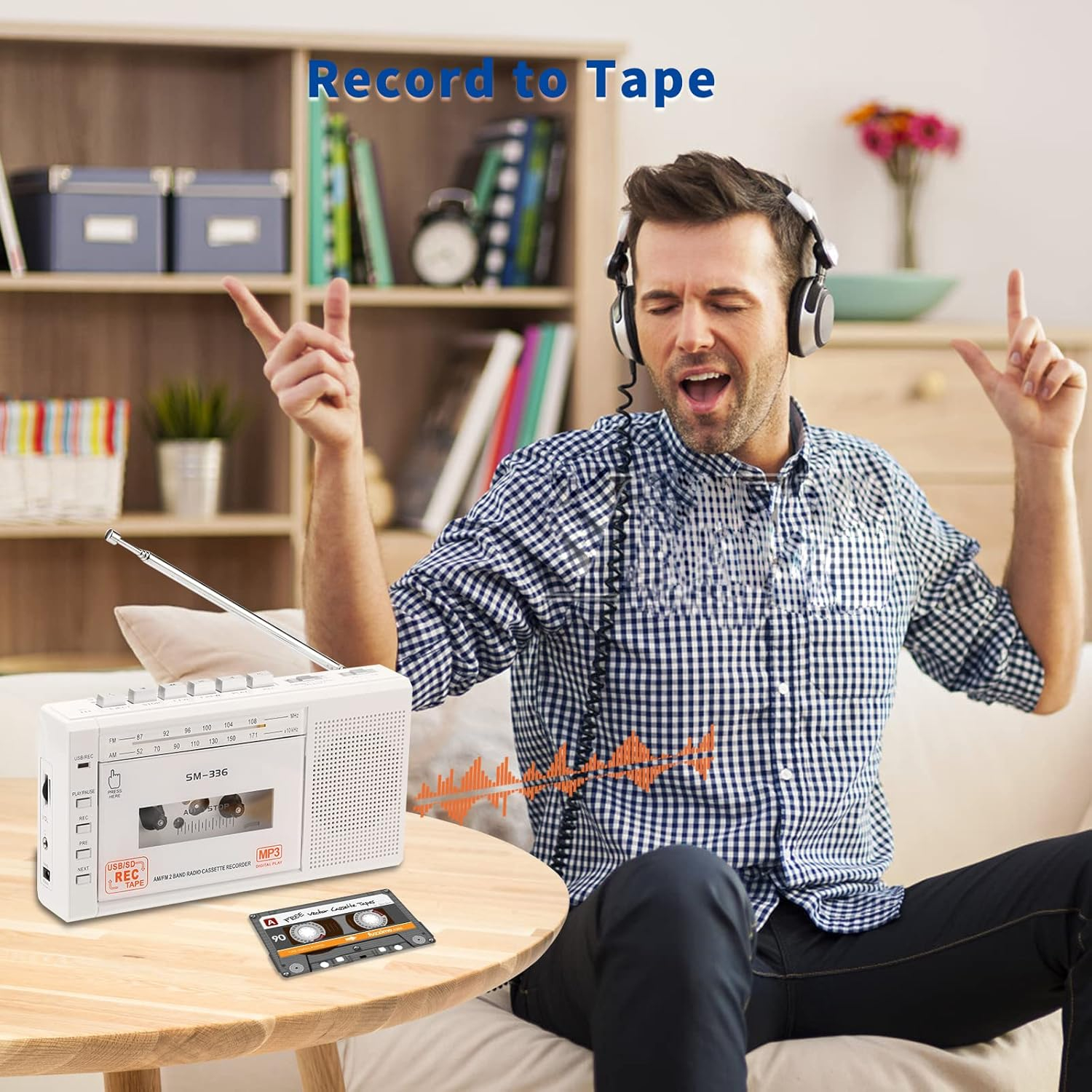Small Cassette Player Recorder, Cassette to Digital Converter via USB or Micro SD Card, Powered by AC or 4 AA Battery, AM FM Radio Tape Recorder with Build-in Speaker and Earphone Jack