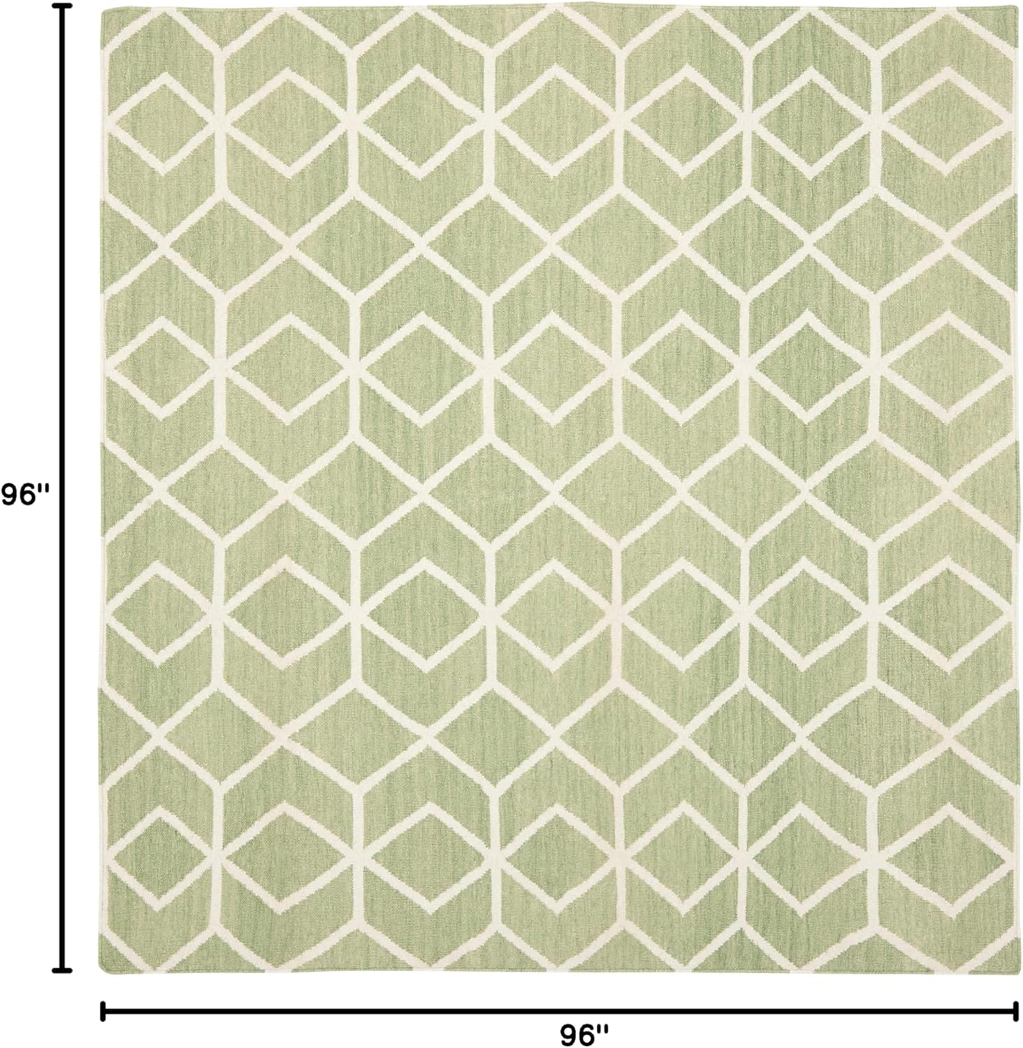 SAFAVIEH Dhurries Addison Geometric Area Rug, Sage/Ivory, 8' x 8' Square