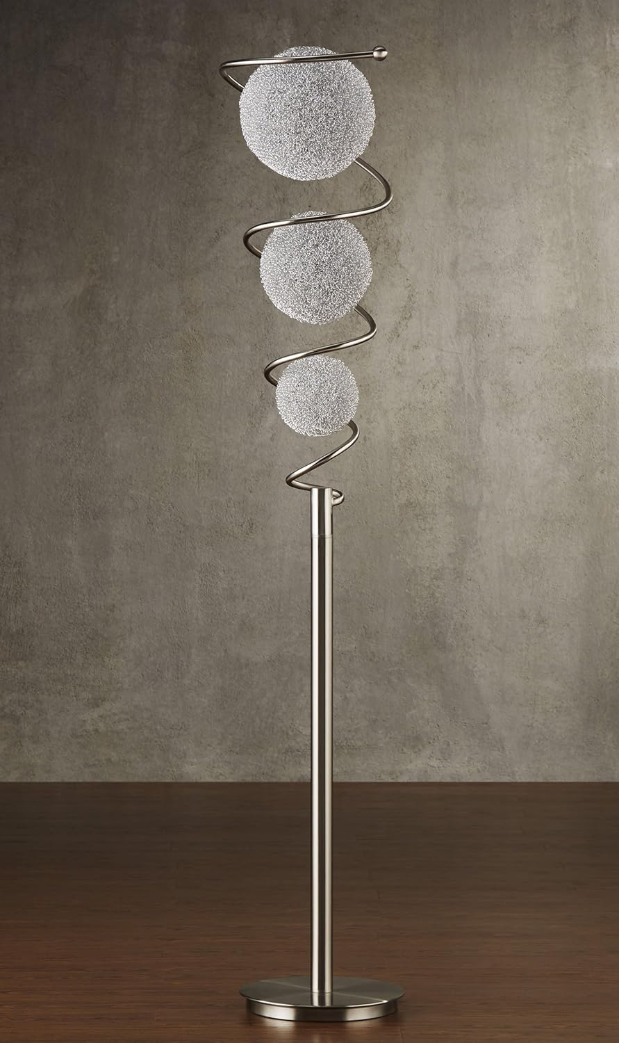 Lexicon Diya Modern Metal Base Floor Lamp in Satin Nickel