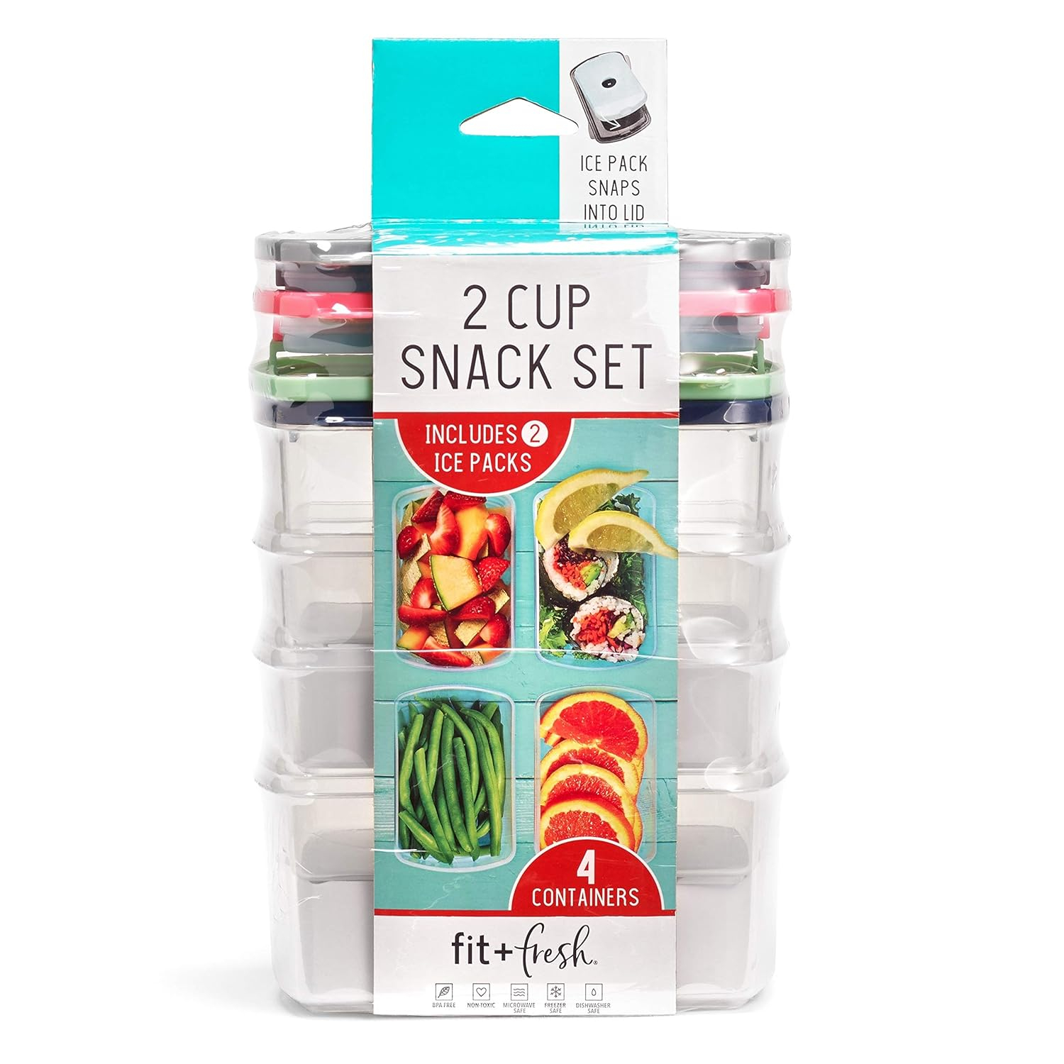 FIT & FRESH 225Hl Portion Control Containers With Lids, Snack Container - 2 Cup