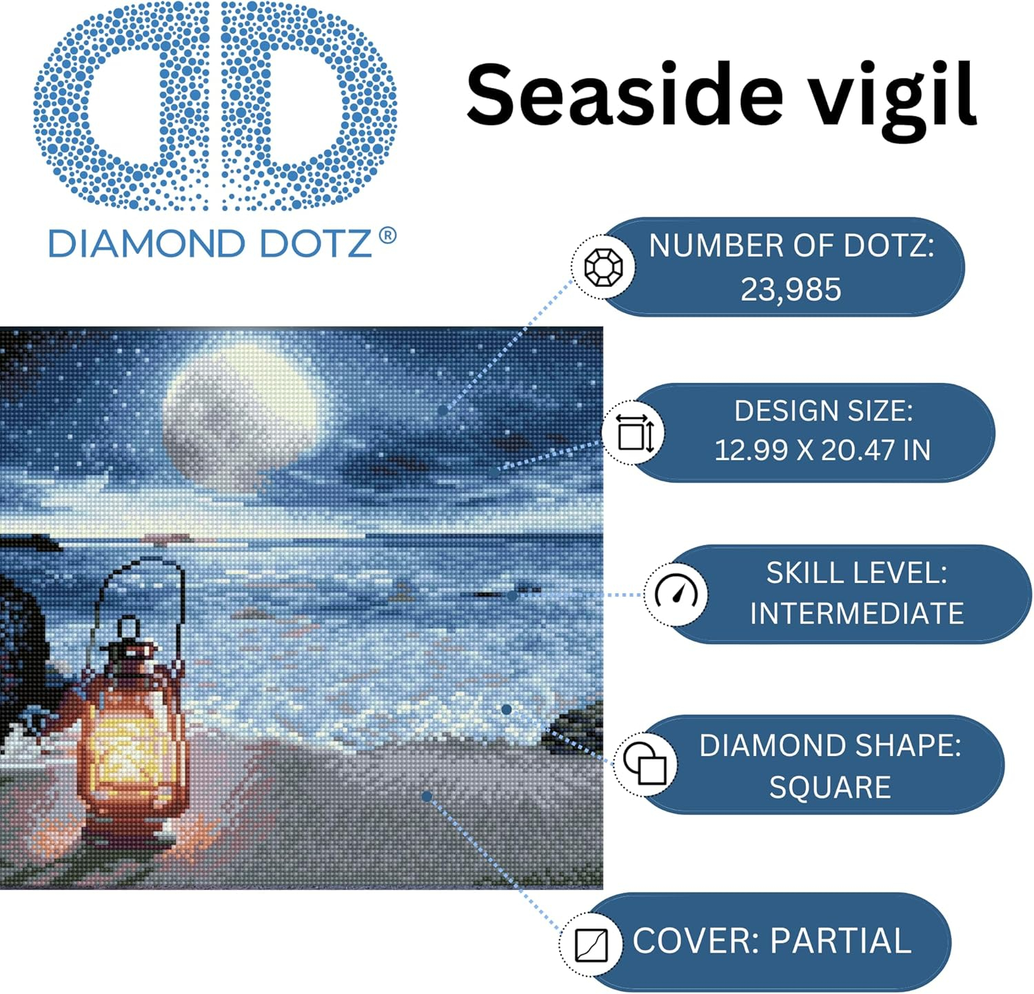 Diamond Dotz Seaside vigil Diamond Painting Kits for Adults - Diamond Art Kits a Relaxing Creative Craft Kit with Dotz Gems 13x20.5