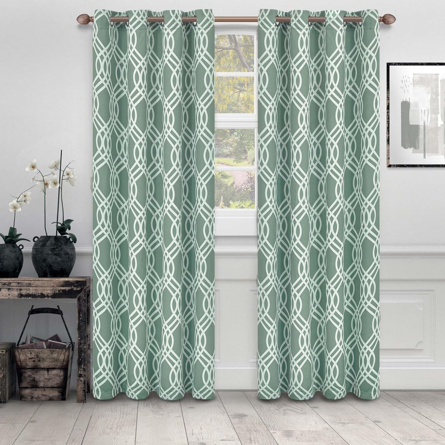 Superior Ribbon Blackout Curtains, Grommet Header, Set of 2, 52" x 96", Teal