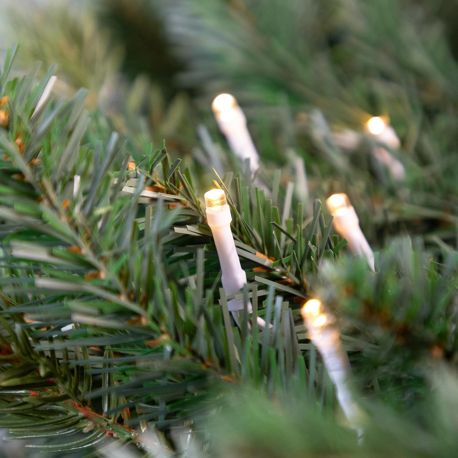 Battery Powered Warm White LED Christmas String Lights with White Wire