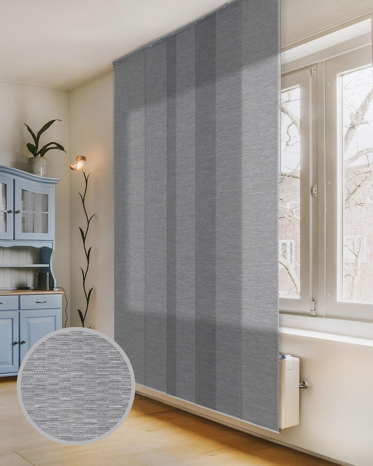 Adjustable Blackout Woven Fabric Panel Track Blinds, 45.8"-86" W x 96" H