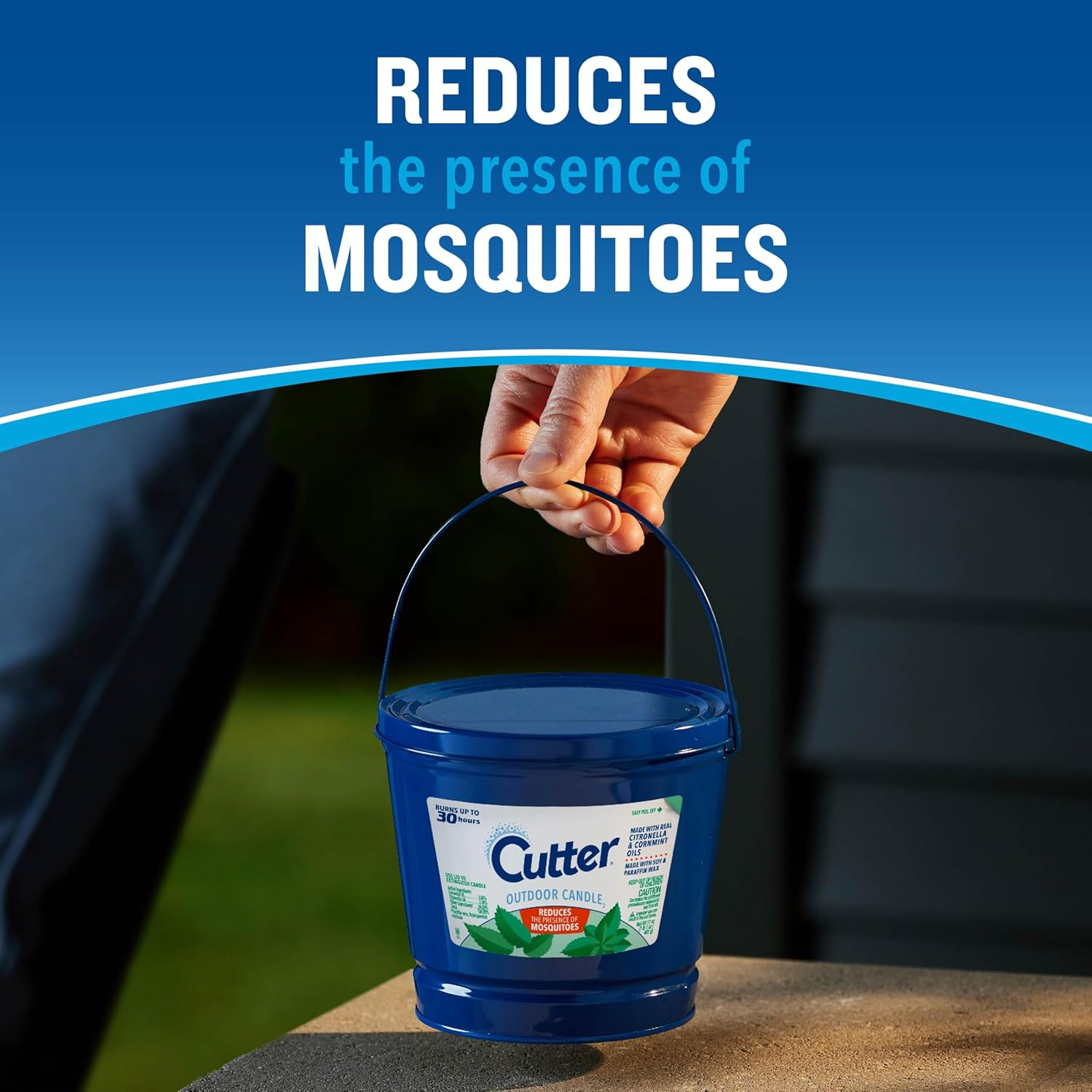 Cutter Outdoor Soy Wax Candle, Reduces The Presence of Mosquitos, Citronella & Mint Scent, 17 Ounces