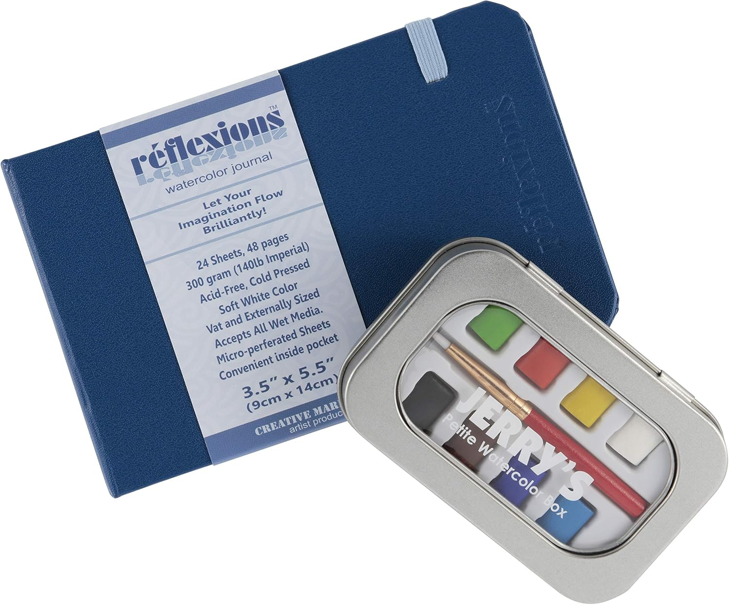 Jerry's Artarama Mini Watercolor Paint Set - Portable 8 Prime Colors Kit with Brush and Acid-Free Journal for Plein Air Painting(3.5" x 5.5"), Perfect for All Skill Levels