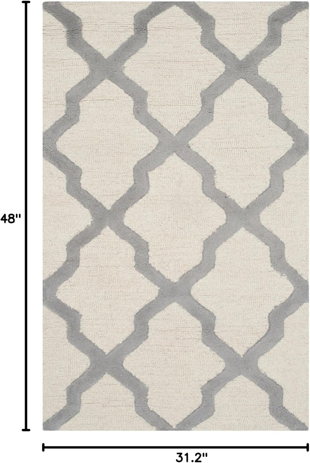 SAFAVIEH Cambridge Collection 2'6" x 4' Ivory / Silver CAM121Y Handmade Trellis Premium Wool Accent Rug