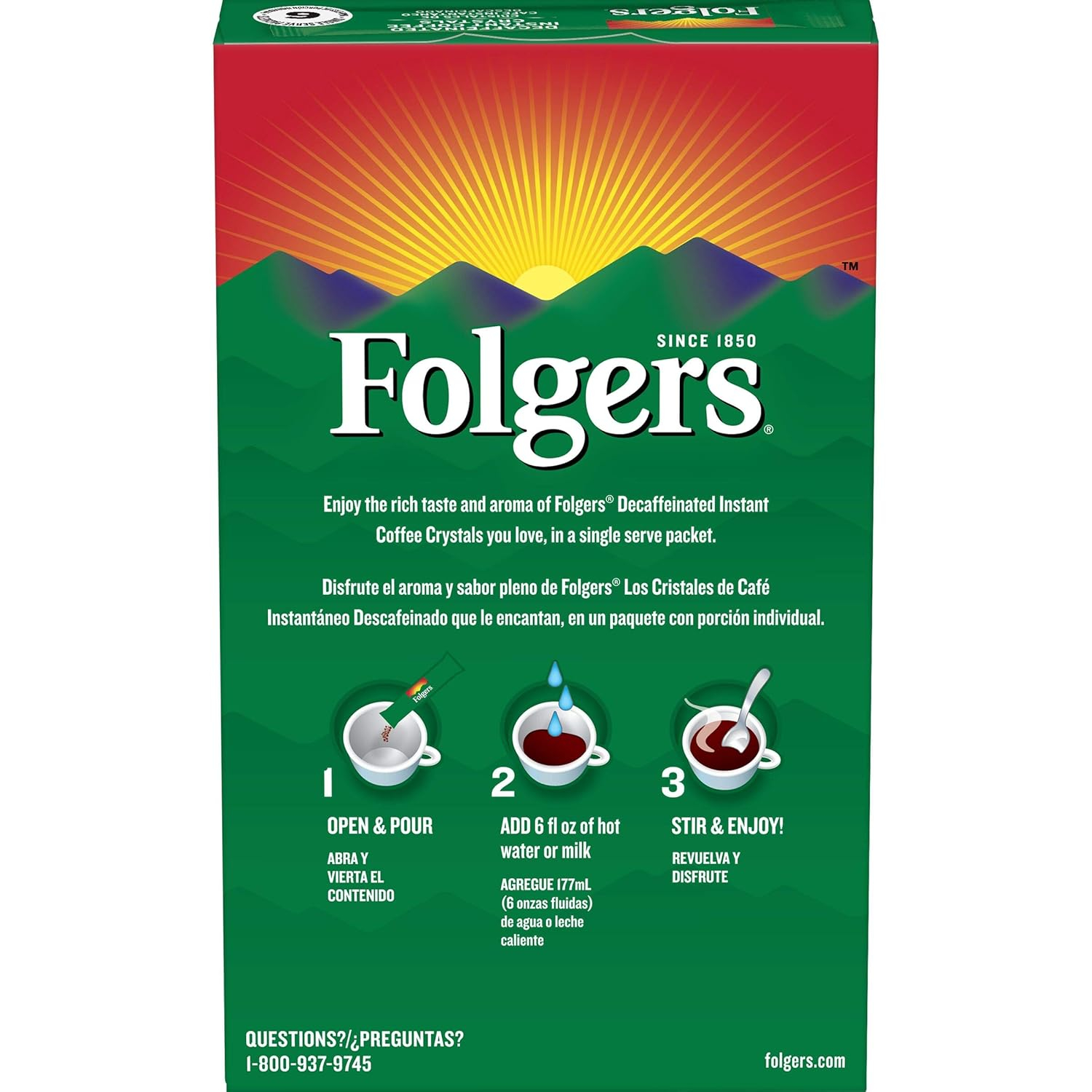 Folgers Classic Decaf Medium Roast Instant Coffee Packets