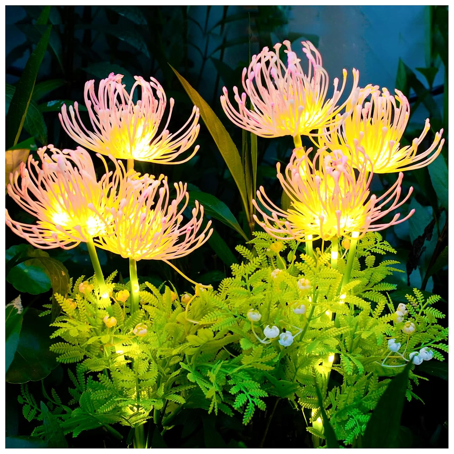 Solar Garden Lights, Solar Flowers Lights with Glowing Flowers & Stems, Upgraded Solar Panel, Outdoor Lights for Garden Decoration,Yard Decor and Gift for Mother (2 Pack)