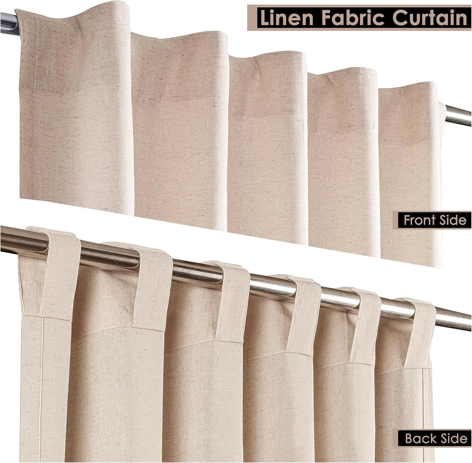 HOMIDATE Natural Linen Curtain Panels for Living Room & Bedroom 96 Inch -Set of 2,50x96 Inch Flax Linen Drapes,Lightweight Cotton Linen Curtains for Modern Home Decor