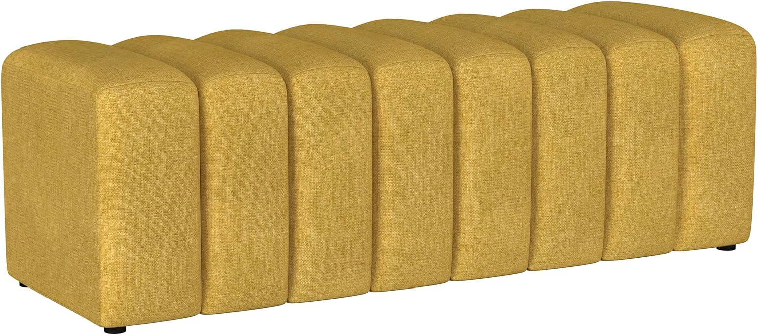 Coaster Summer Fabric Upholstered Tufted Accent Bench Mustard in Yellow