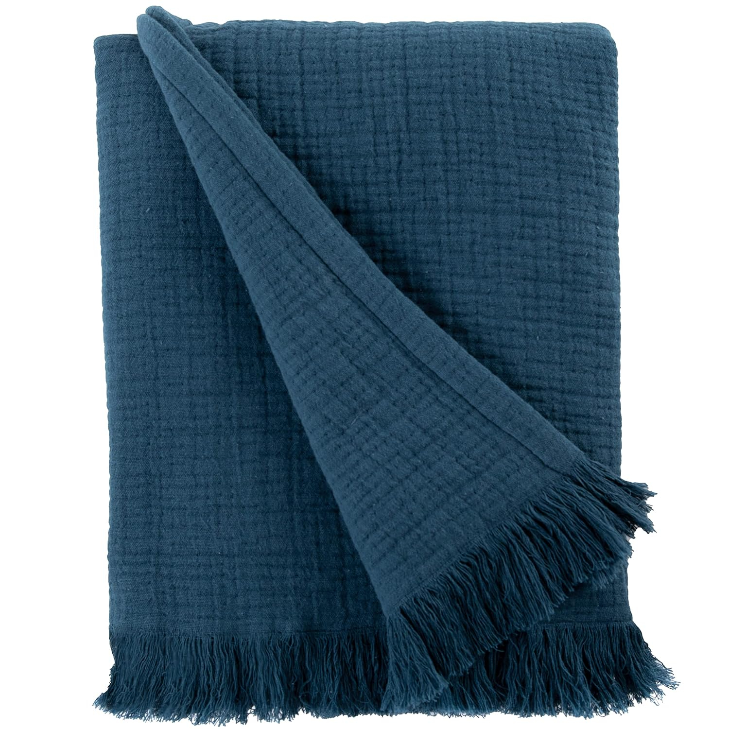 Sticky Toffee Muslin Throw Blanket for Adults, 100% Cotton, 60x50 in, Soft Lightweight and Breathable Throw for Couch, White