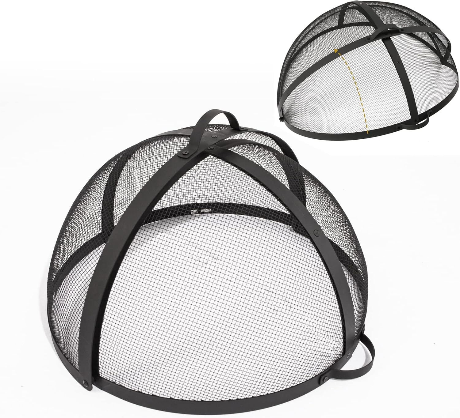 SUNCREAT Heavy-Duty Fire Pit Screen, Steel Mesh Round Spark Screen with Handle, 36 inch