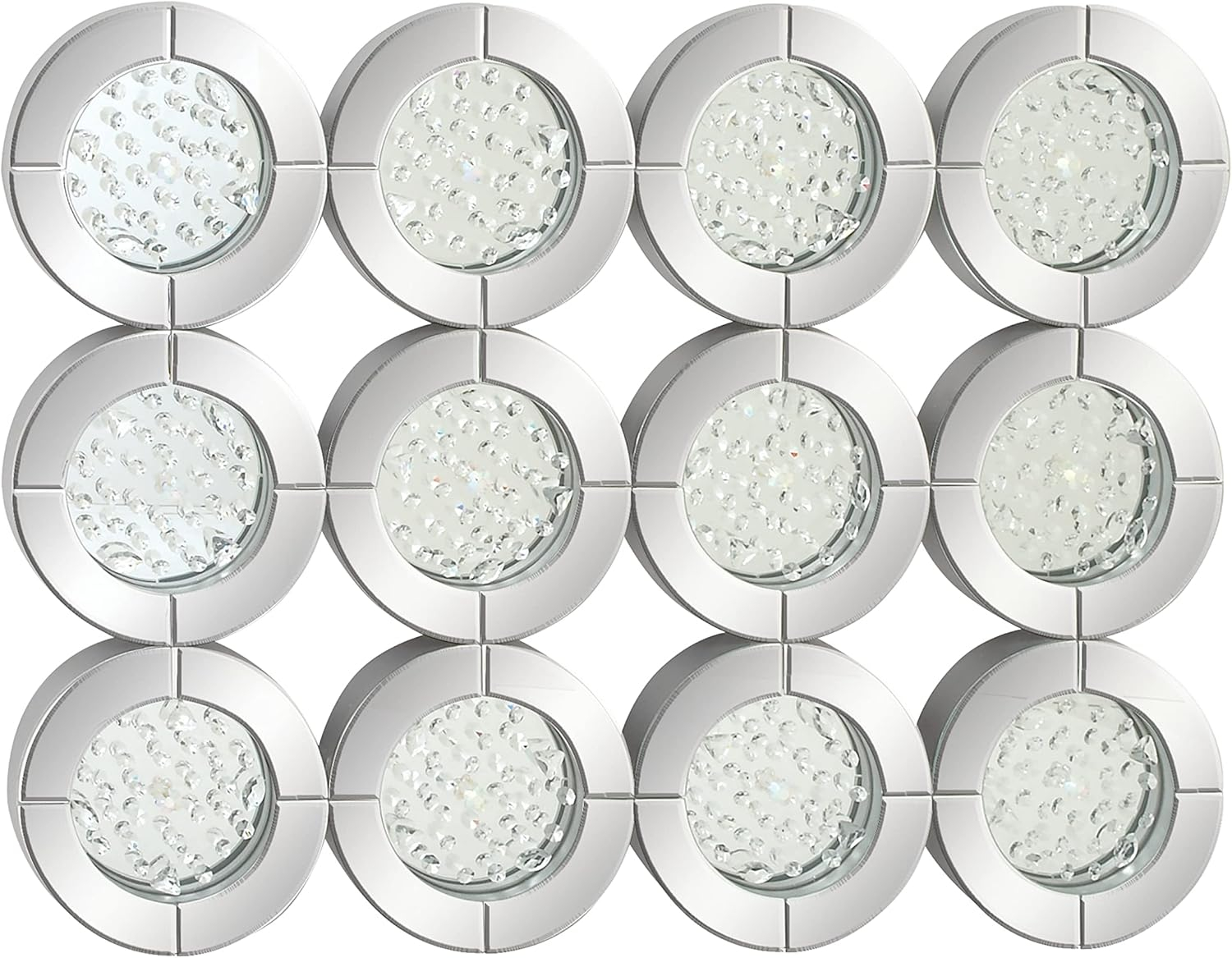 DecMode 39" x 29" Silver Wall Mirror with Floating Crystals