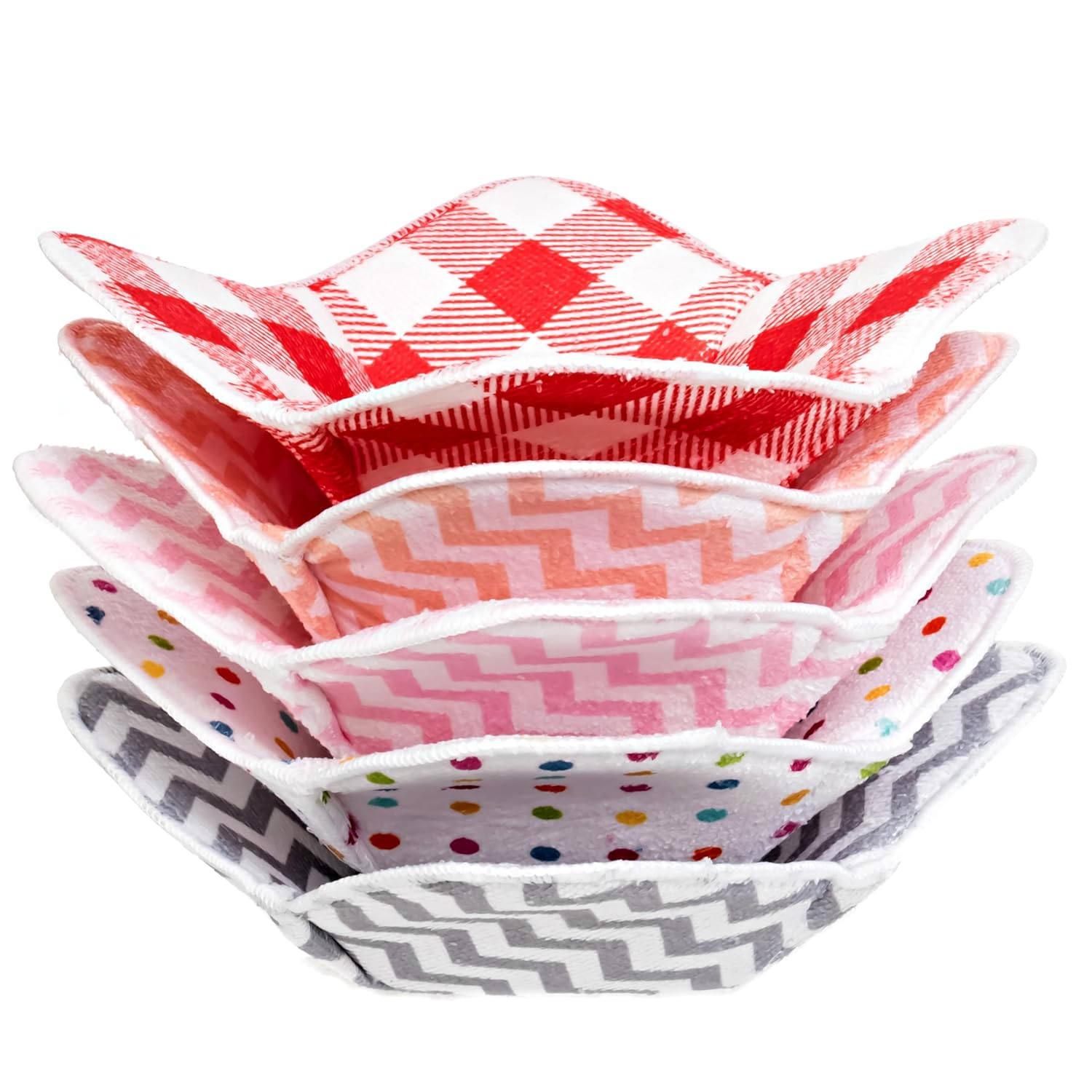 Microwave Bowl Holder Set of 5 Hot Bowl Holders Heat Insulated Microfiber & Sponge Heat Resistant Bowl Cozies for Hot & Cold Food Bowl Holder for Soup, Pasta, Noodles & Rice Bowl