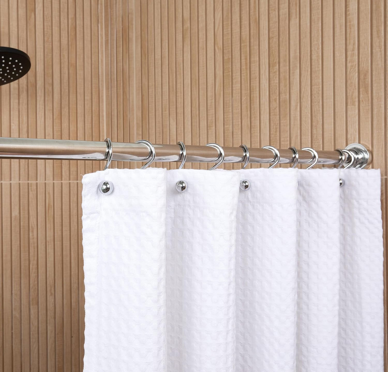 Luxury S Shower Curtain Hooks (12-Pack) Hotel Quality Silver Chrome Finish | Bathroom Accessories | Non-Slip Ball End | Easy to Hang