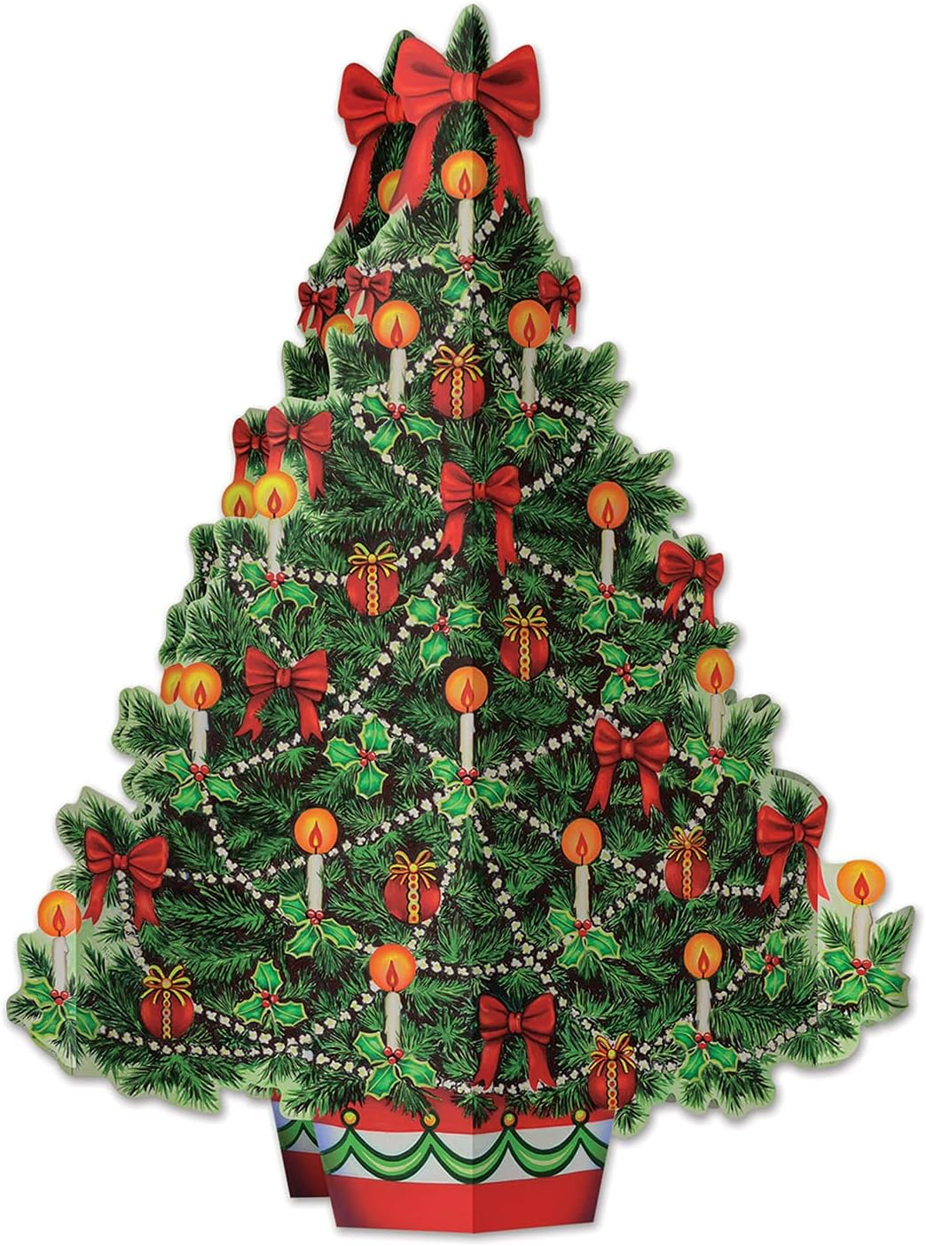 Beistle 3 Dimensional Christmas Tree Tabletop Centerpiece for Winter Holiday Celebrations-Festive Decorations, Friends and Family Gatherings, 11.75", Multicolored