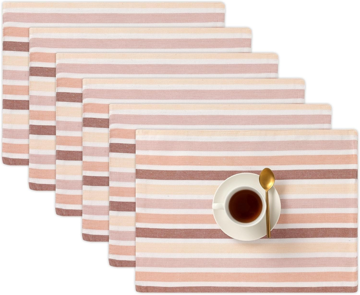 Folkulture Woven Placemats Set of 6, 100% Cotton Table Placemats Heat Resistant, Washable for Boho or Farmhouse Decor 14" x 19" (Christmas Story)