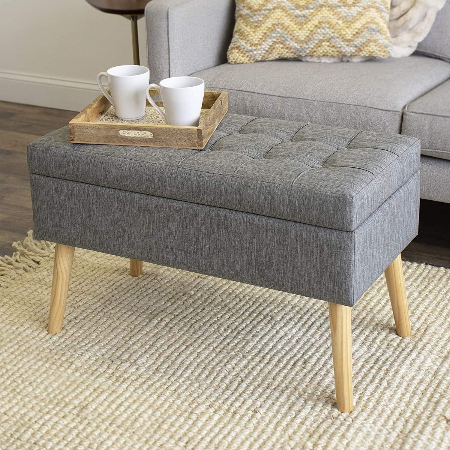 Humble Crew Brooklyn Tufted & Storage Bench, Gray