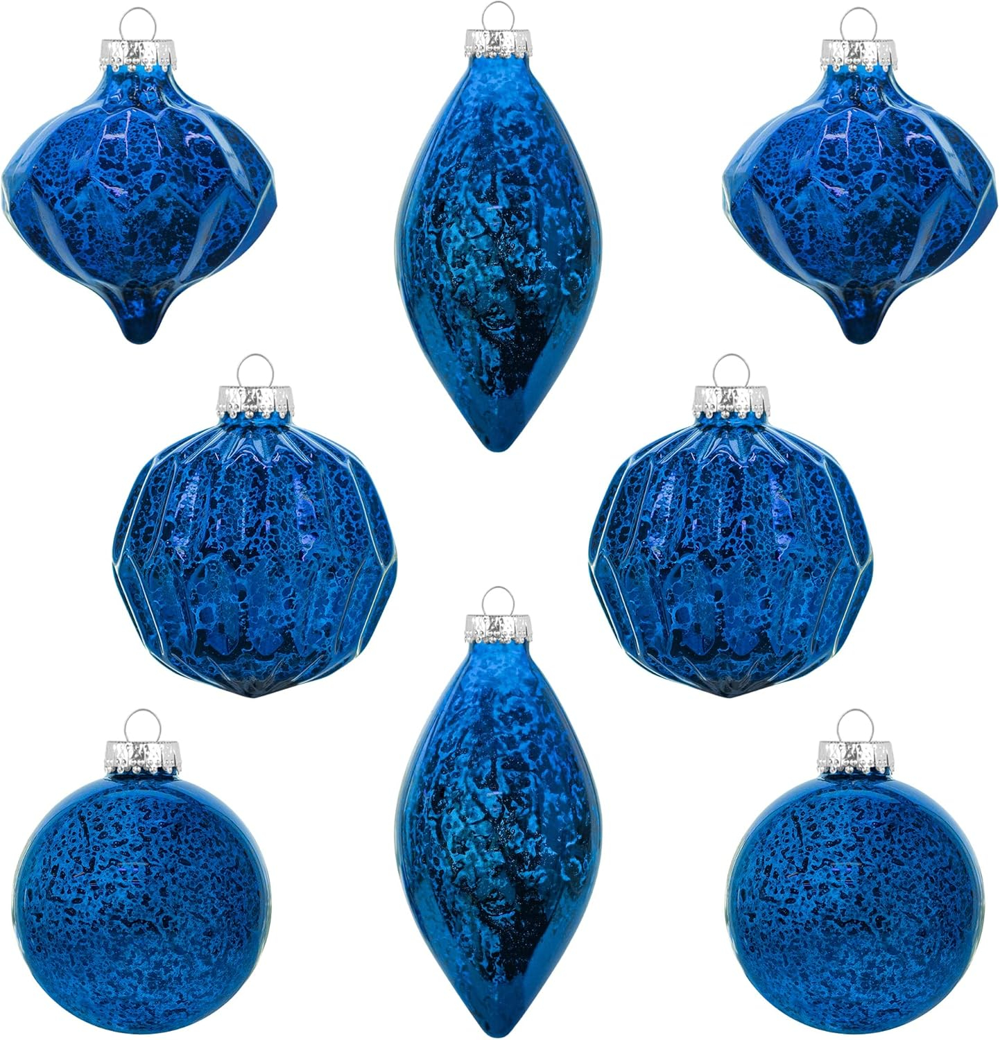 KI Store Mercury Glass Christmas Ornaments Set of 8 Pink Christmas Balls Finials for Christmas Tree Decoration Holiday Décor