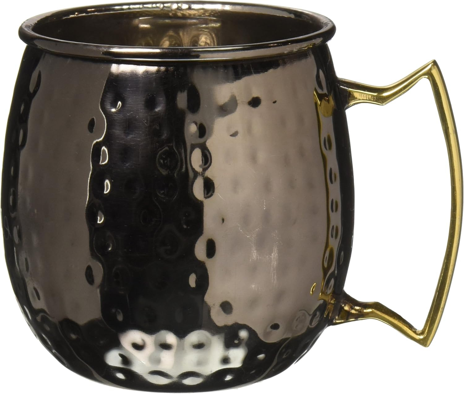 16 oz Hammered Black Stainless Steel Moscow Mule Mug with Brass Handle