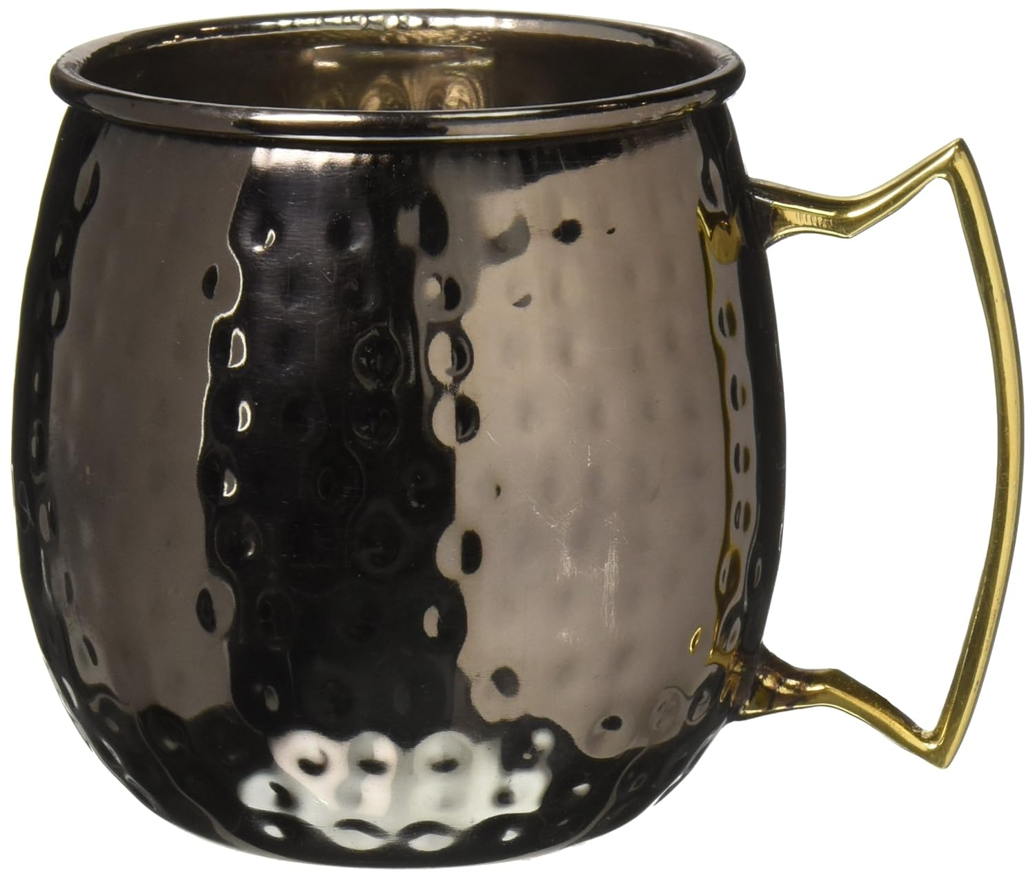 16 oz Hammered Black Stainless Steel Moscow Mule Mug with Brass Handle