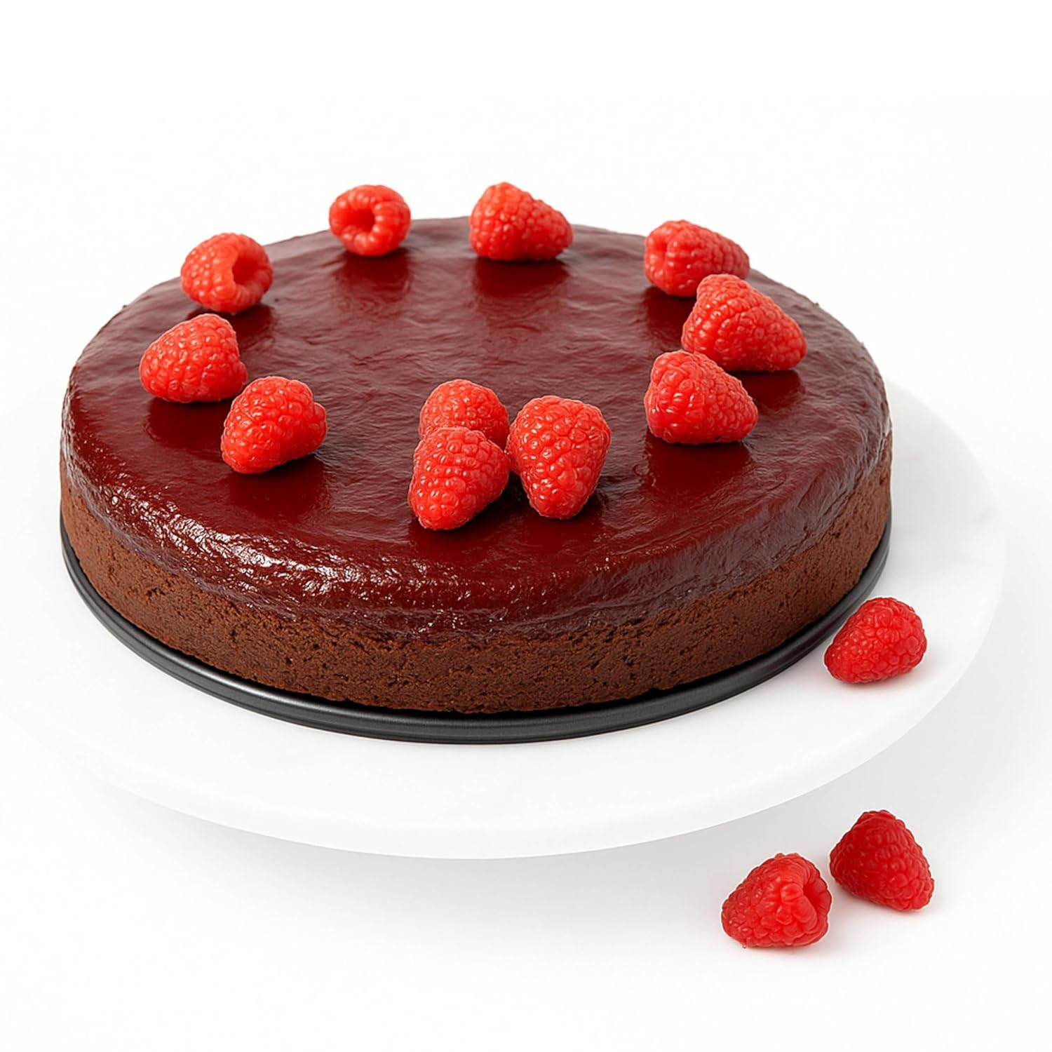 Sugar-Free Raspberry Chocolate Truffle Cake with Fresh Raspberries