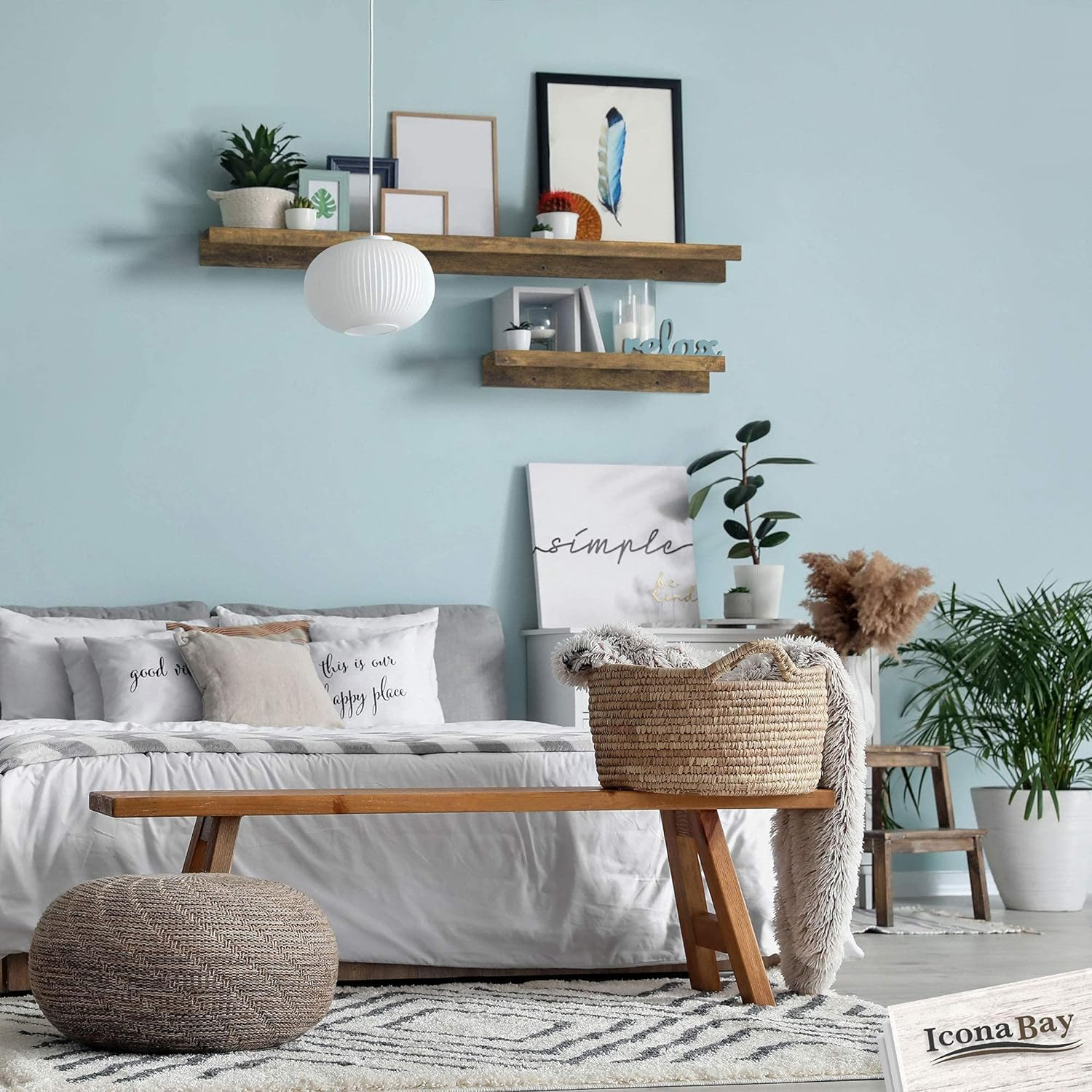 Floating Shelves, Set of 3 Wall Shelves (Multiple Sizes & Colors) by Icona Bay