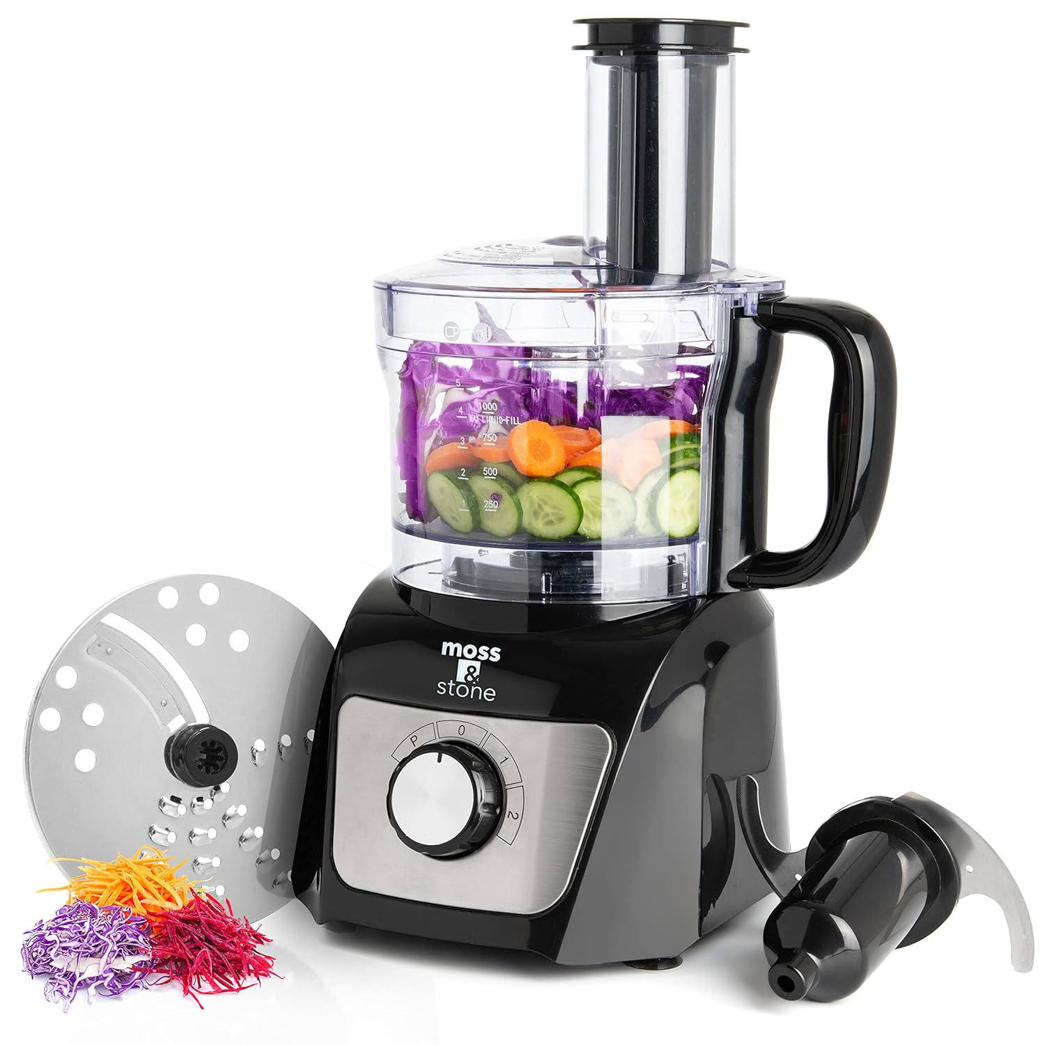 Moss & Stone 8-Cup Black Food Processor, Electric Chopper & Grinder, 500W