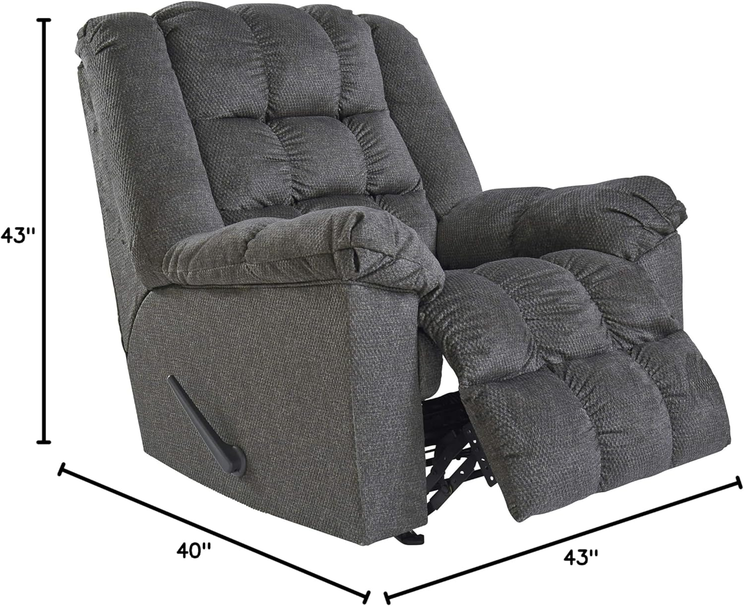 Charcoal Microfiber Massage Recliner with Metal Frame
