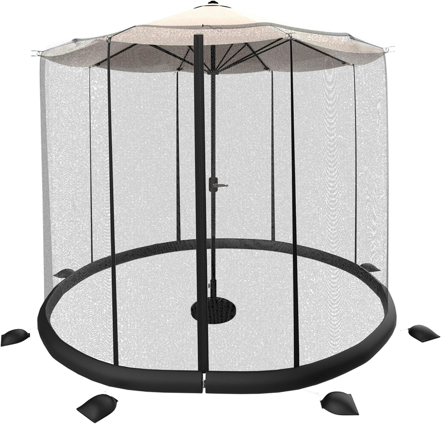 Pure Garden 50-LG1205 10-11 ft. Bug Screen for Table Umbrella Mosquito Net, Black