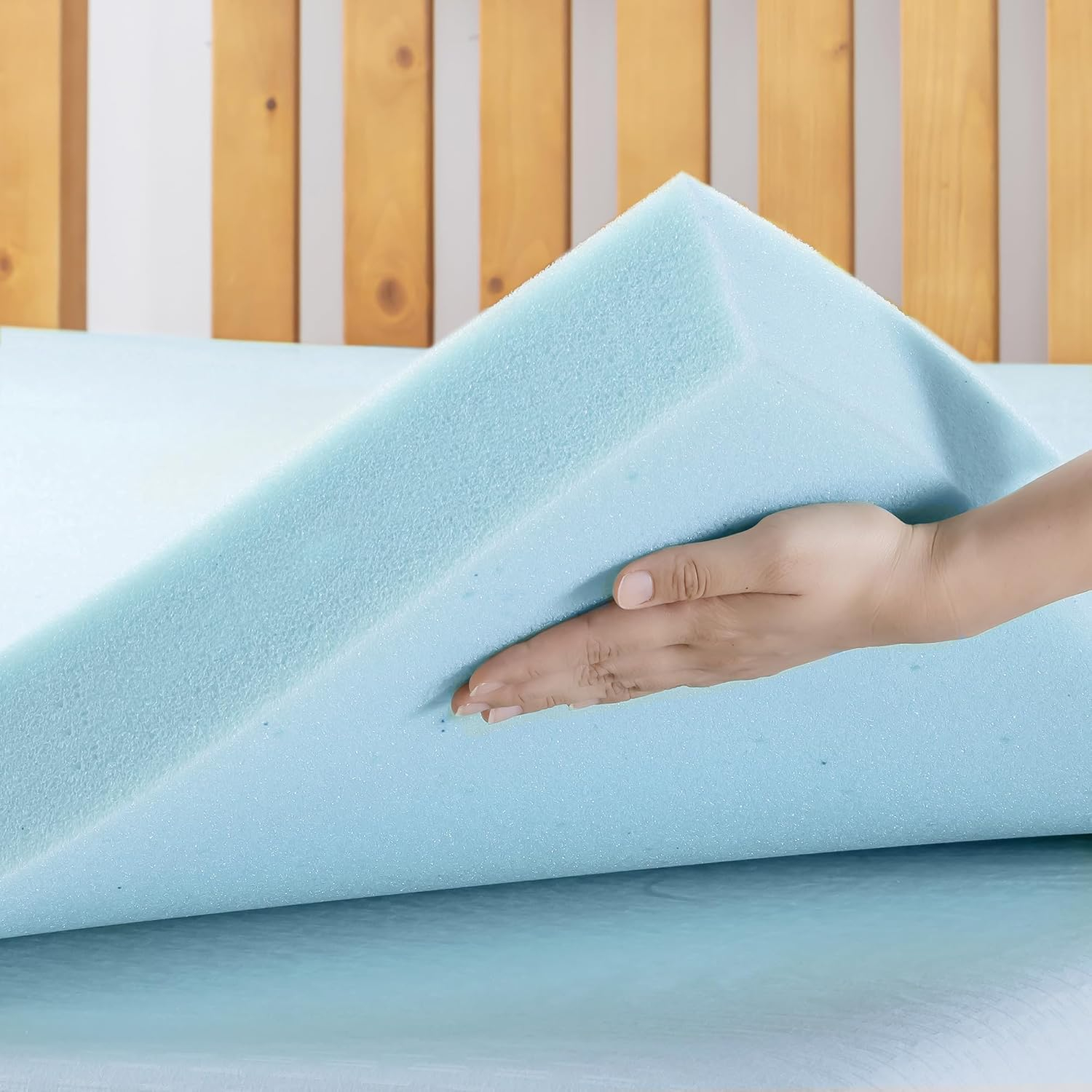 Twin XL Blue Gel-Infused Memory Foam Mattress Topper