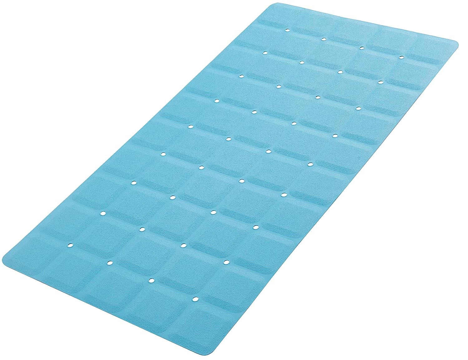 Foldable Silicone Bathtub Mat: Jumbo Size Heavy Duty Safety Bath Mat for Tub Without Suction Cups Non Slip Bath & Shower Mat for Textured, Reglazed, Refinished Tub (Blue, 35.8 x 17.7)