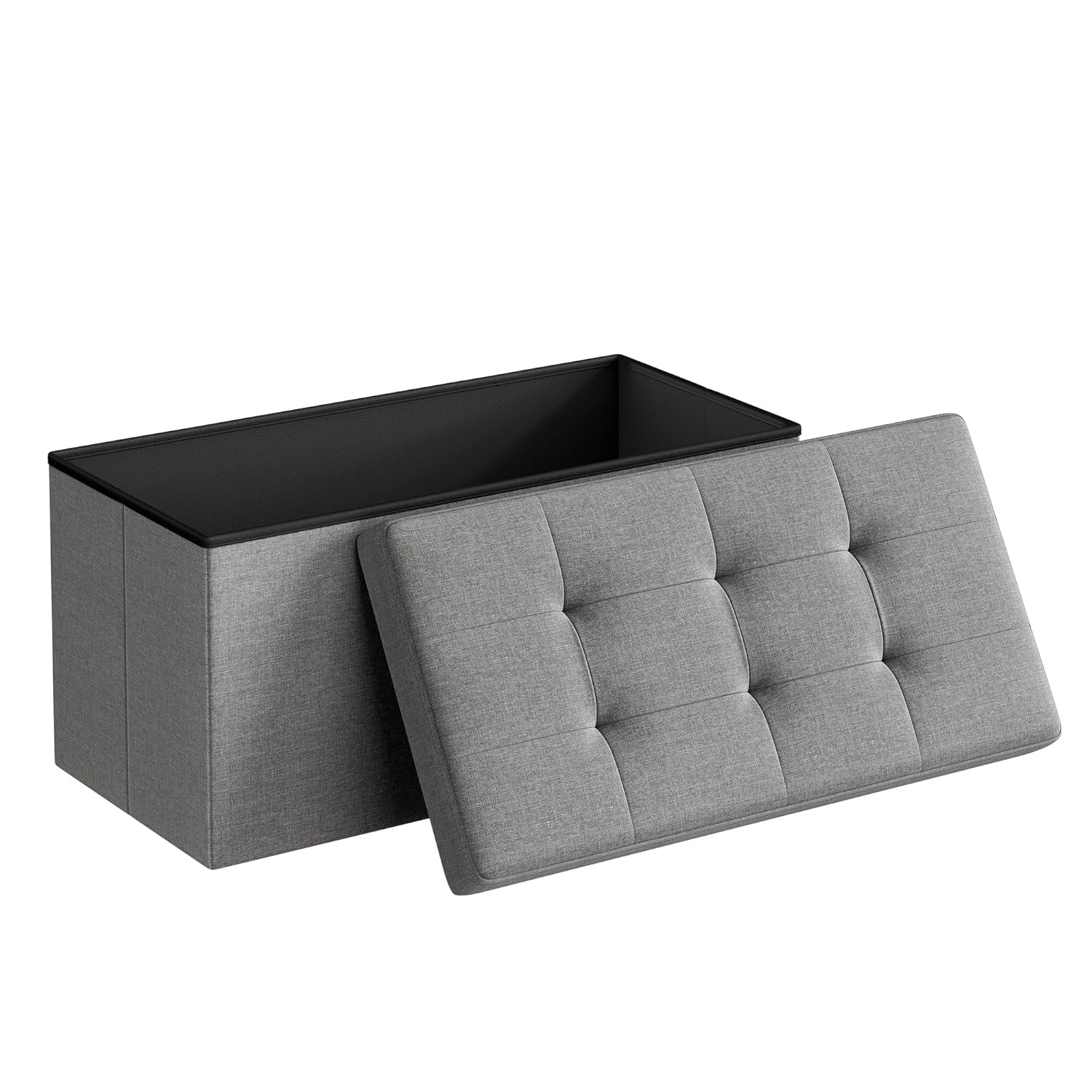 SONGMICS 30" Storage Ottoman Bench Hold up to 660lb Ottoman with Storage Light Gray