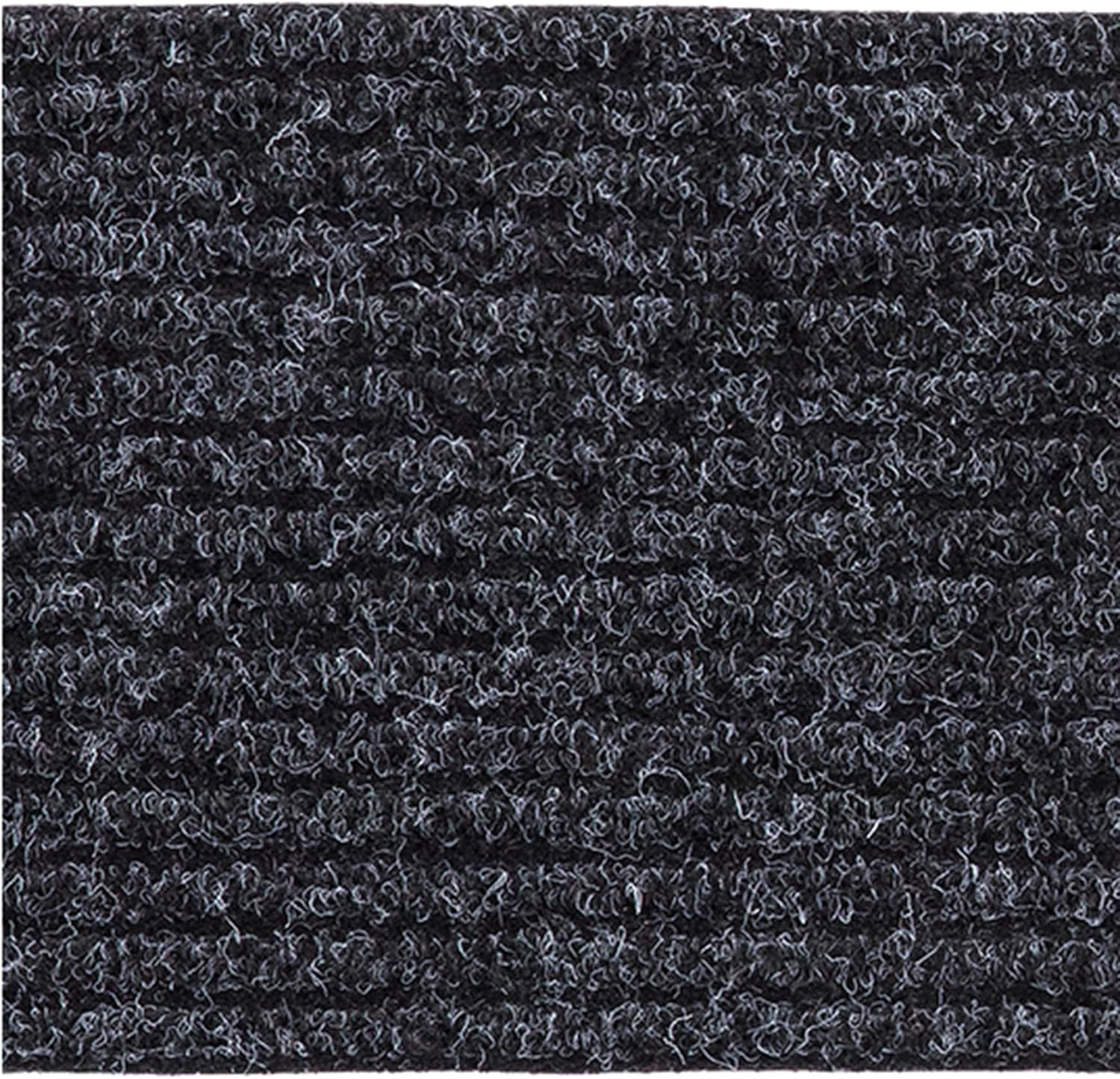 Ottomanson Non-Slip Rubberback Solid Design 8" x 30" Indoor/Outdoor Stair Treads, 7 Pack, Black