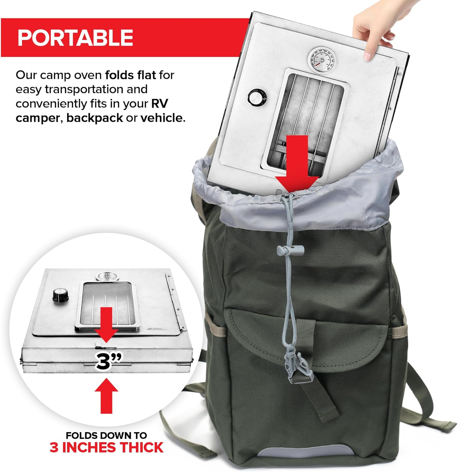 Stainless Steel Portable Folding Camping Oven with Glass Window